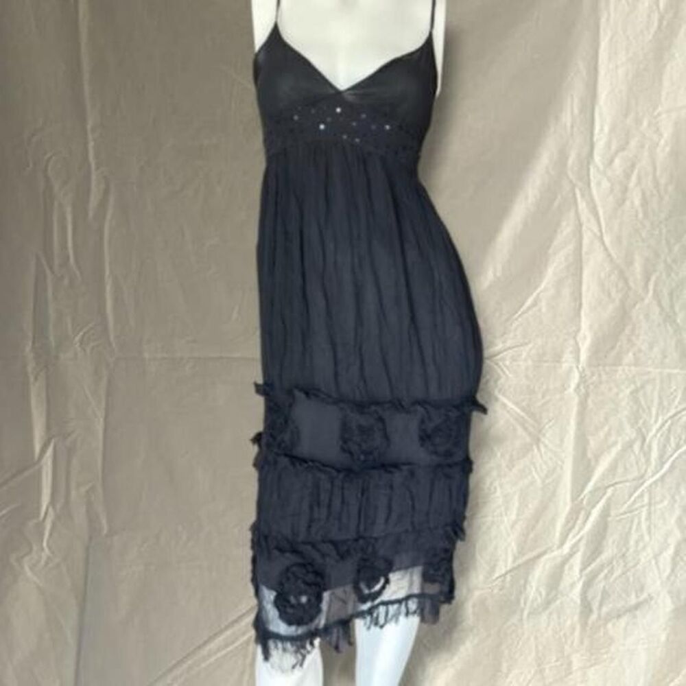 vintage miss edith 100% silk Women's Black Dress